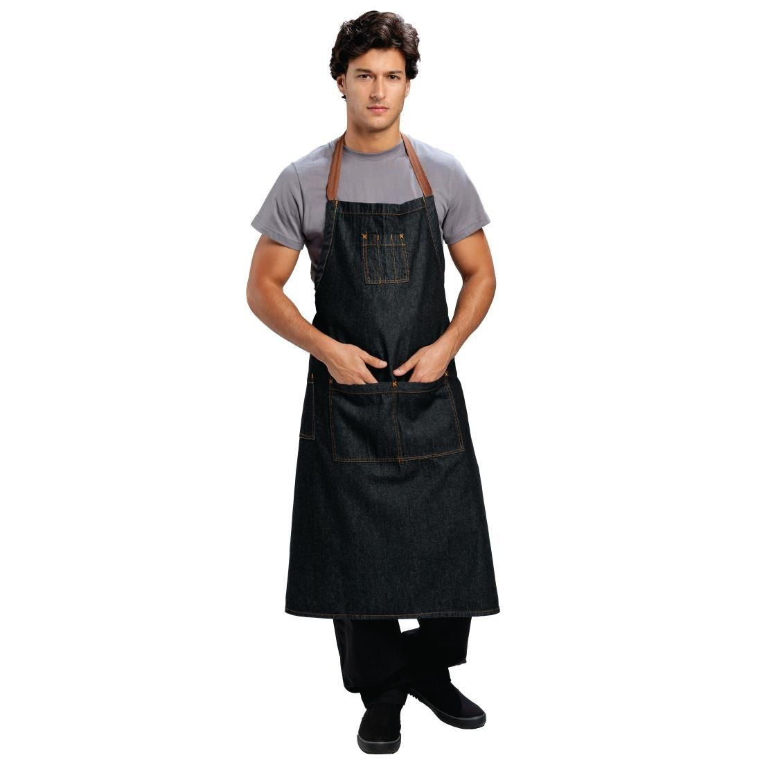Chef Works Urban Memphis Wide Bib Apron Black - B340 Kitchen Clothing Chef Works Urban