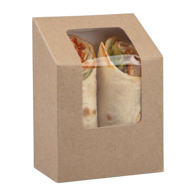 Colpac Compostable Kraft Tuck-Top Wrap Packs With PLA Window (Pack of 500) - FA378 Takeaway Food Containers Colpac