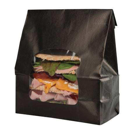 Colpac Recyclable Paper Sandwich Bags With Window Black (Pack of 250) - FA381 Takeaway Food Containers Colpac