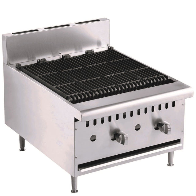 Combisteel 2 Burner Gas Lava Rock Char Grill 615mm - 7455.0900 Charcoal Grills Combisteel   