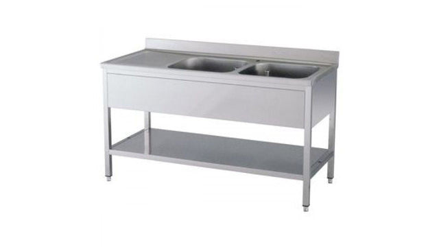 Combisteel 700 Stainless Steel Double Right Bowl Sink Flat Pack 1600mm Wide - 7452.0450 Double Bowl Sinks Combisteel   