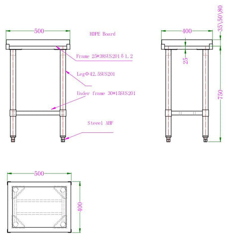 Combisteel Chopping Block Table 50mm Thickness - 7490.0300 Stainless Steel Chopping Board Tables Combisteel   