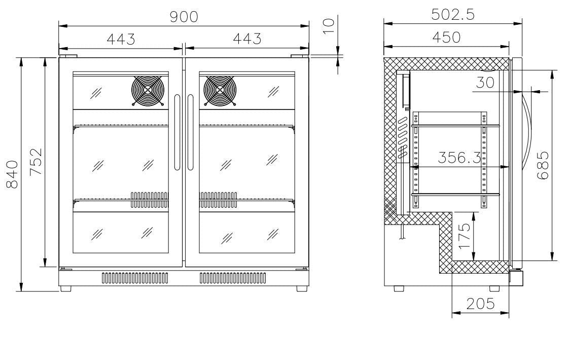 Combisteel Double Door Back Bar Bottle Cooler Low Height 198 Litre - 7455.1307 Double Door Bottle Coolers Combisteel   