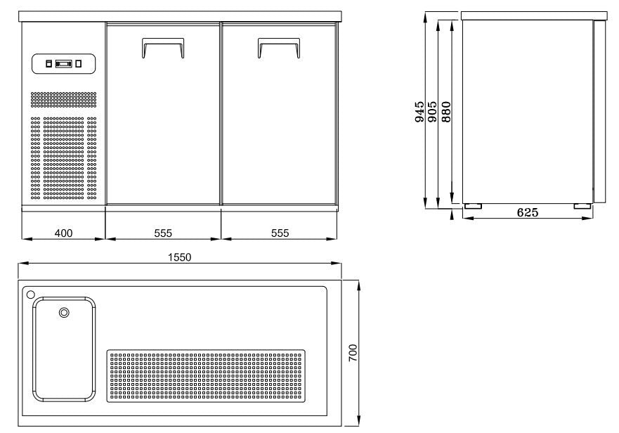 Combisteel Double Door Bottle Cooler Beer Tap Counter - 7489.5315 Bottle Cooler Beer Tap Counters Combisteel   