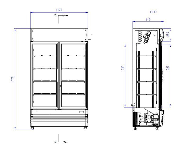 Combisteel Double Hinged Glass Door Fridge Merchandiser 670Ltr - 7455.2105 Upright Double Glass Door Chillers Combisteel   