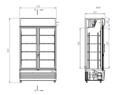 Combisteel Double Hinged Glass Door Fridge Merchandiser 670Ltr - 7455.2105 Upright Double Glass Door Chillers Combisteel   