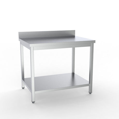 Combisteel Full 430 Stainless Steel 600 Line Worktable With Shelf & Upstand  1200mm Wide - 7333.0094 Stainless Steel Wall Tables Combisteel   