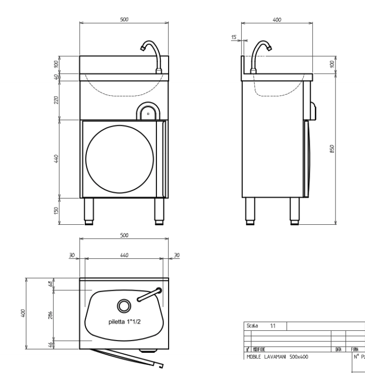 Combisteel Knee Operated Sink With Pedestal Cupboard - 7013.0780 Hand Wash Sinks Combisteel   