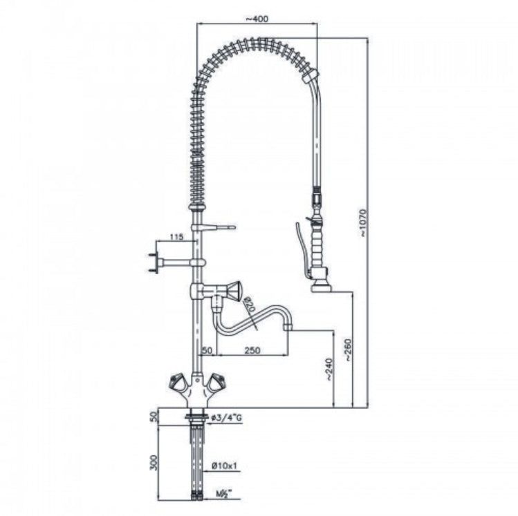 Combisteel Pre Rinse Spray With Faucet Tap - 7212.0030 Pre-Rinse Jets & Sprays Combisteel   