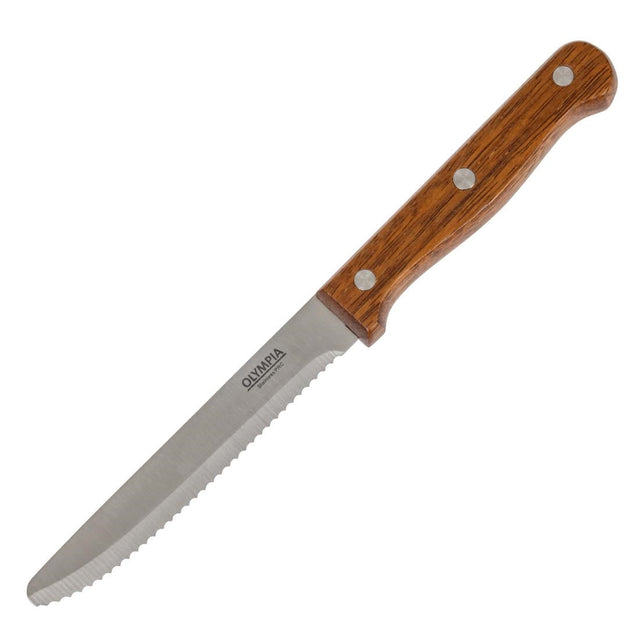 Olympia Rounded Steak Knives Wood (Pack of 12) - CS717  Olympia