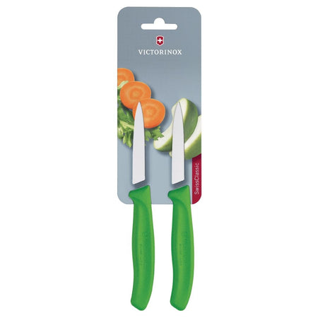 Victorinox Pointed Tip Paring Knife 8cm Green (Pack of 2) - CU551  Victorinox