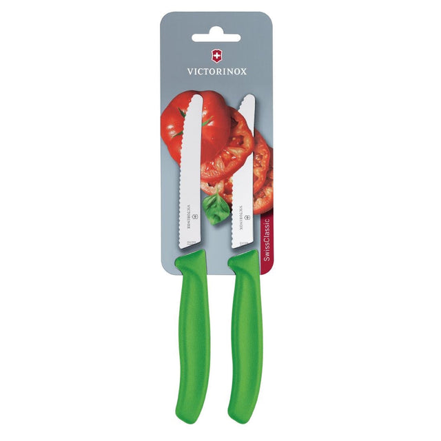 Victorinox Serrated Tomato/Utility Knife 11cm Green (Pack of 2) - CU554  Victorinox