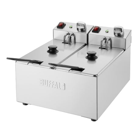 Buffalo Twin Tank Twin Basket 2x3Ltr Countertop Fryer 2x2kW - CU615  Buffalo