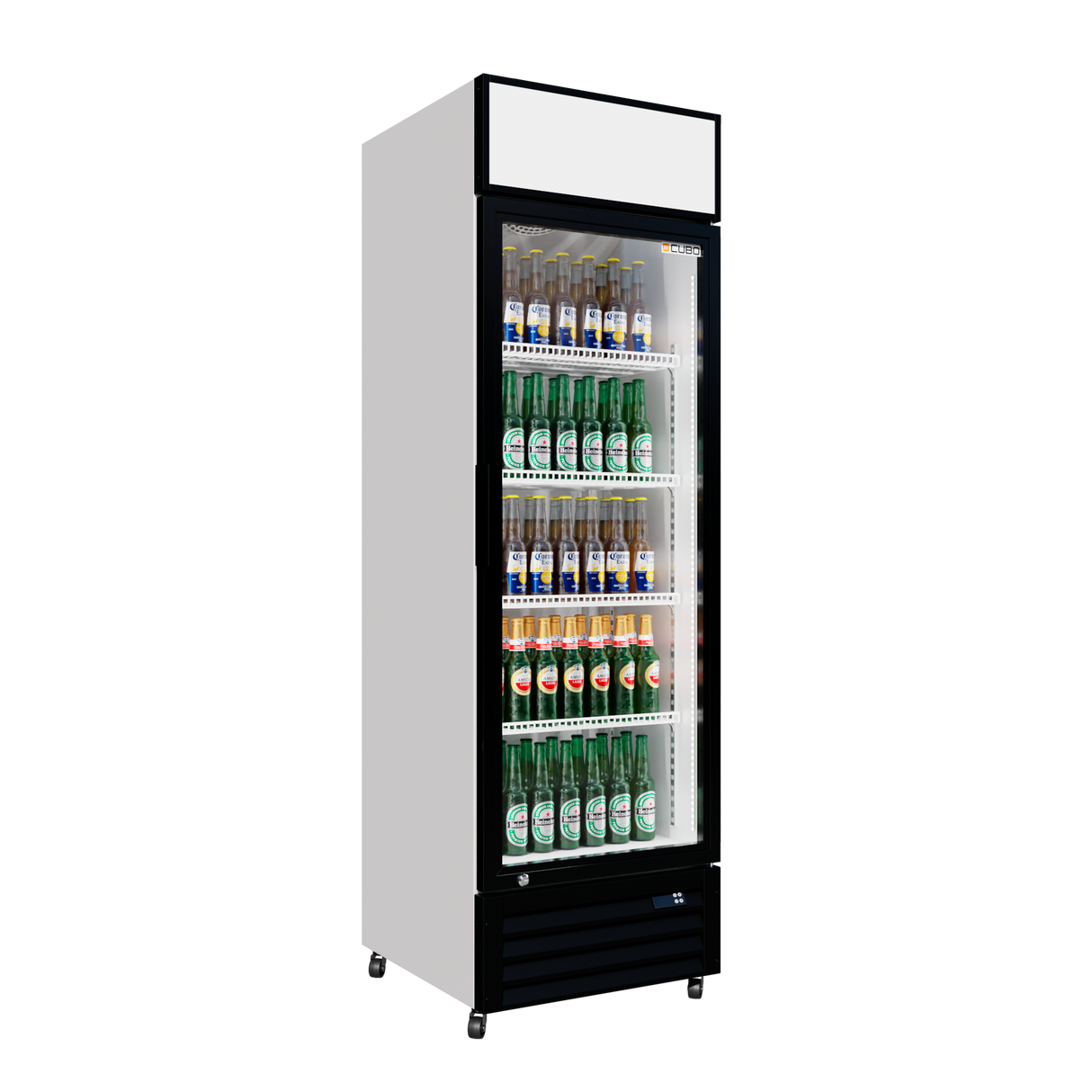 Cubo Display Fridge 335L - 1 Glass Door with Merchandising Canopy - Lockable - Energy Efficient - CS-370W-EE