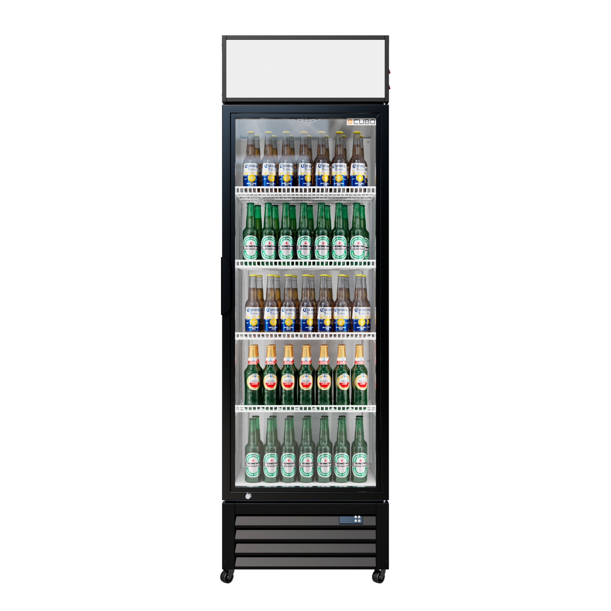 Cubo Display Fridge 335L - 1 Glass Door with Merchandising Canopy - Lockable - Energy Efficient - CS-370W-EE