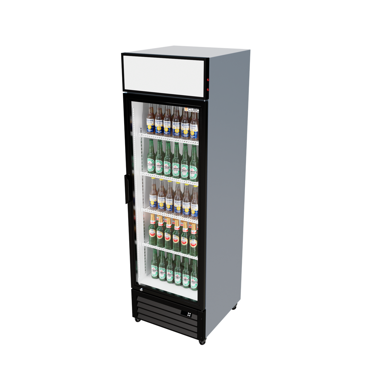 Cubo Display Fridge 335L - 1 Glass Door with Merchandising Canopy - Lockable - Energy Efficient - CS-370W-EE