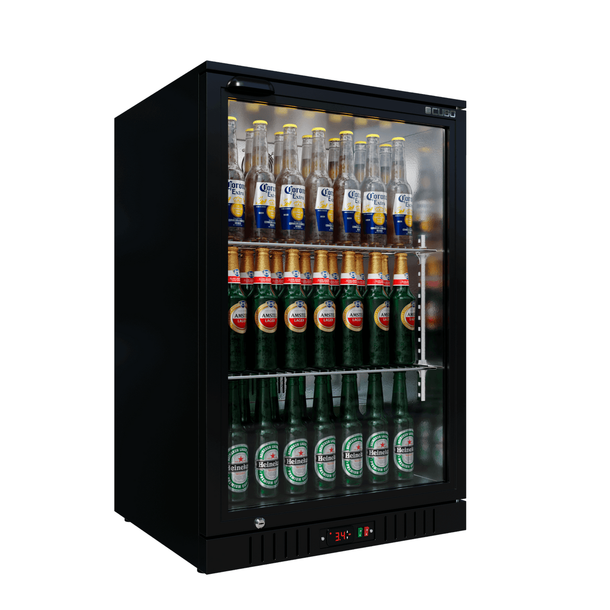 Cubo Barkoelkast 133L - 1 Glazen deur - Afsluitbaar met slot - 72 flessen - Energiezuinig - CS-130H-EE
