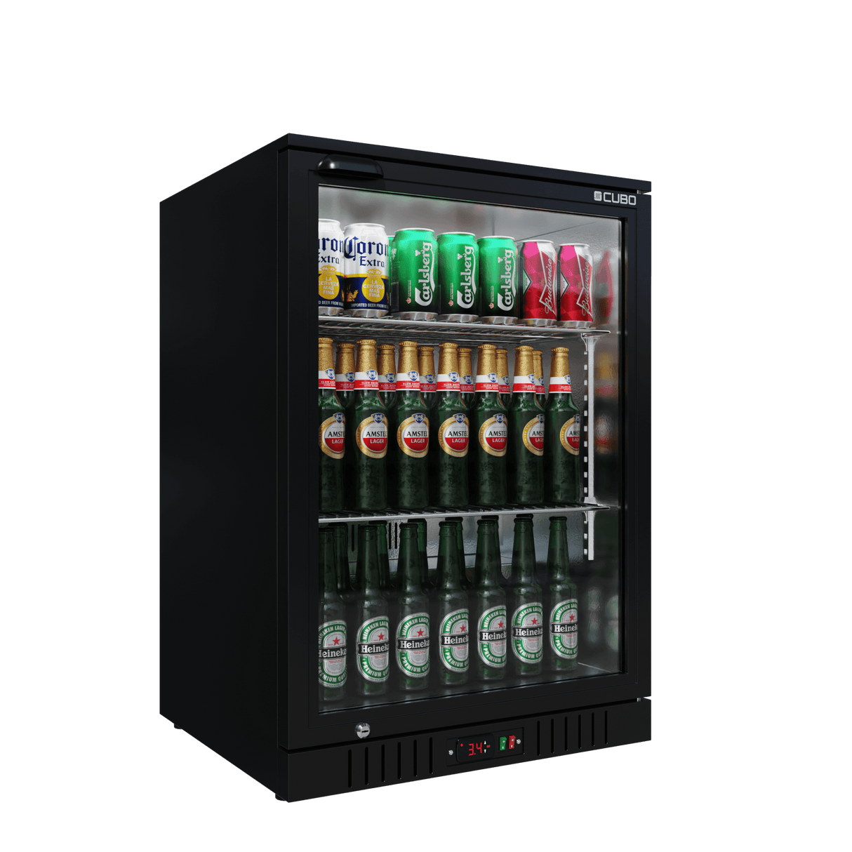 CUBO Barkoelkast 121L - 1 glazen deur met laag profiel - Afsluitbaar - Energiezuinig - CS-130HC-EE