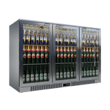 CUBO Bar Fridge 324L - 3 Hinged Glass Doors Stainless Steel - Lockable - 315 Bottles - Energy Efficient - CS-320H-S-EE