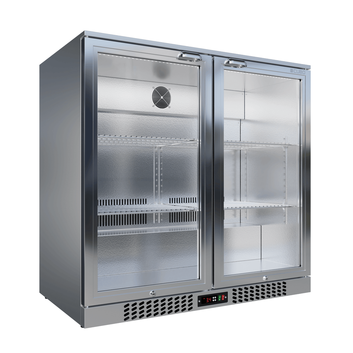 CUBO Bar Fridge 207L - 2 Hinged Glass Doors Stainless Steel - Lockable - 195 bottles - Energy Efficient - CS-210H-S-EE