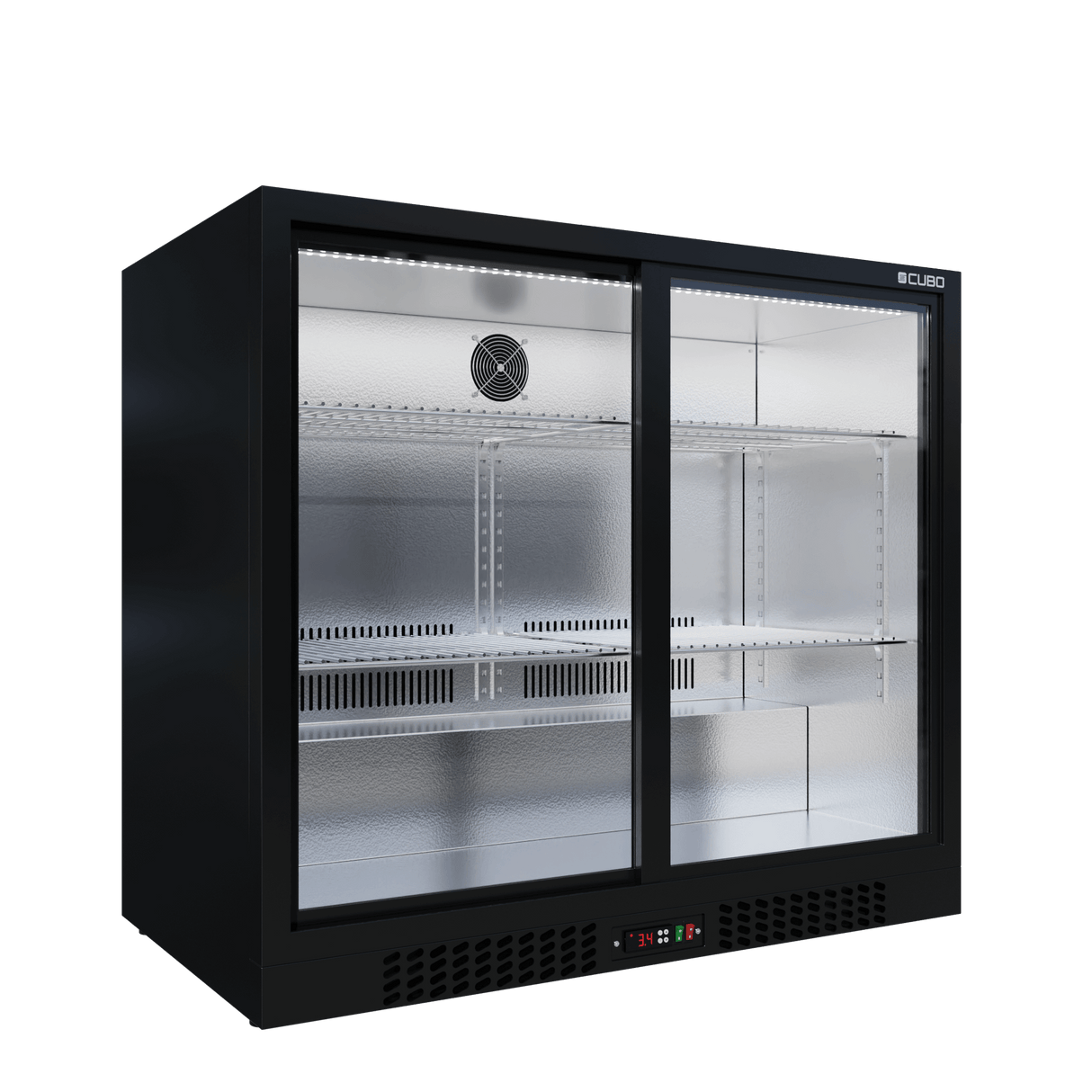 Cubo Barkoelkast 188L - 2 Schuifdeuren van glas met laag profiel - Afsluitbaar met slot - CS-210SC-EE
