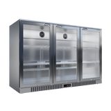 CUBO Bar Fridge 324L - 3 Hinged Glass Doors Stainless Steel - Lockable - 315 Bottles - Energy Efficient - CS-320H-S-EE