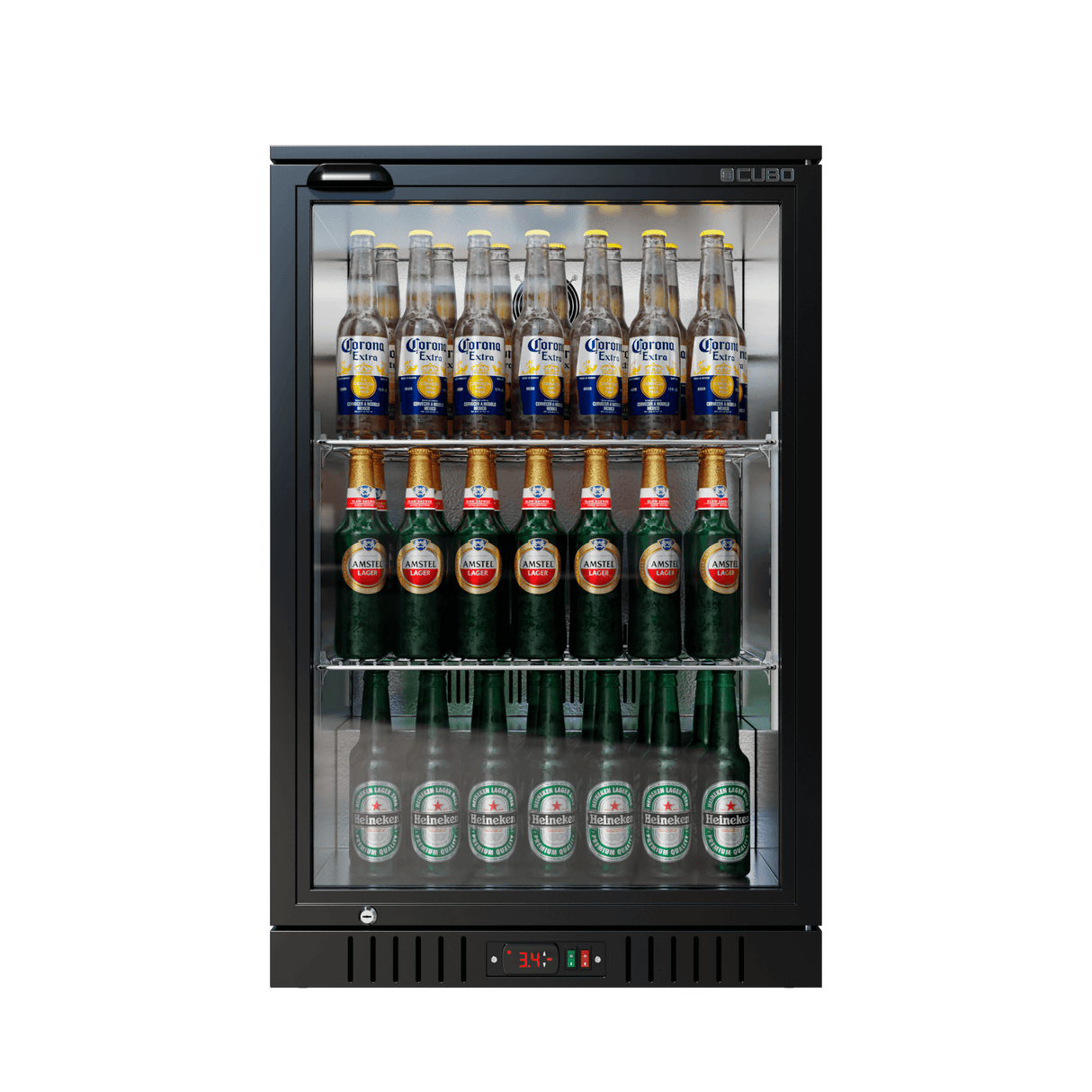 Cubo Barkoelkast 133L - 1 Glazen deur - Afsluitbaar met slot - 72 flessen - Energiezuinig - CS-130H-EE
