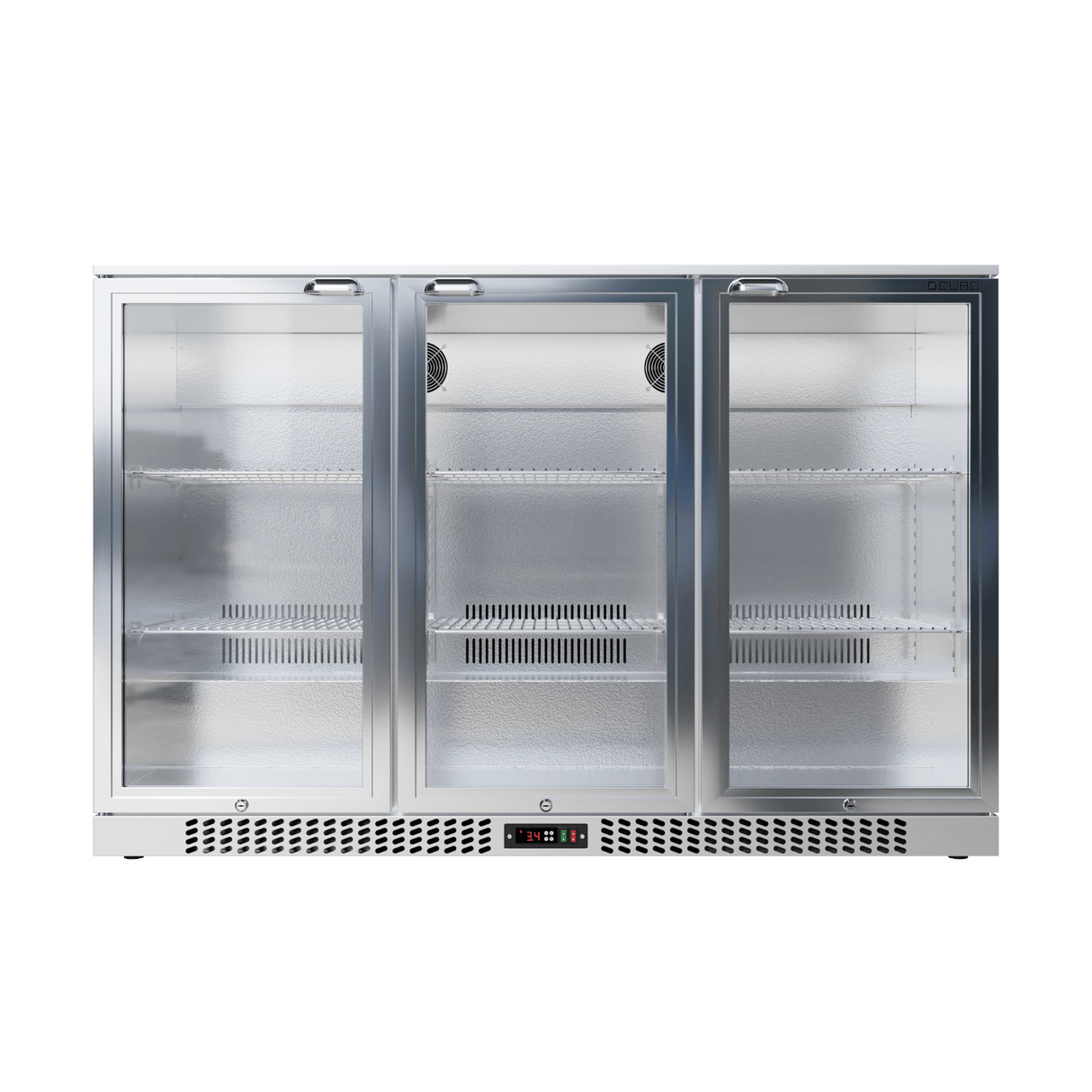 CUBO Bar Fridge 324L - 3 Hinged Glass Doors Stainless Steel - Lockable - 315 Bottles - Energy Efficient - CS-320H-S-EE
