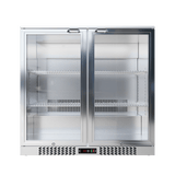 CUBO Bar Fridge 207L - 2 Hinged Glass Doors Stainless Steel - Lockable - 195 bottles - Energy Efficient - CS-210H-S-EE