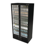 CUBO Upright Bar Fridge 477L - Black with Stainless Steel Interior - 2 Glass Doors with LED Lighting - Lockable with Key - Energy Efficient - CS-510H