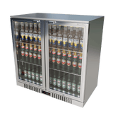 CUBO Bar Fridge 207L - 2 Hinged Glass Doors Stainless Steel - Lockable - 195 bottles - Energy Efficient - CS-210H-S-EE