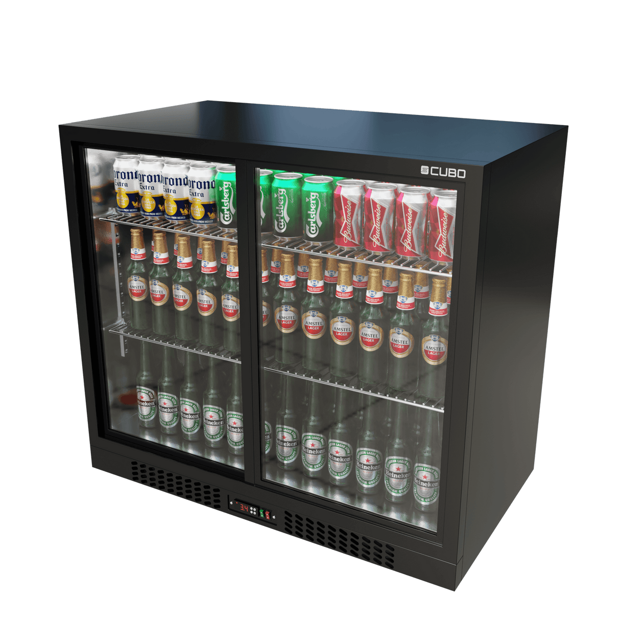 Cubo Barkoelkast 188L - 2 Schuifdeuren van glas met laag profiel - Afsluitbaar met slot - CS-210SC-EE
