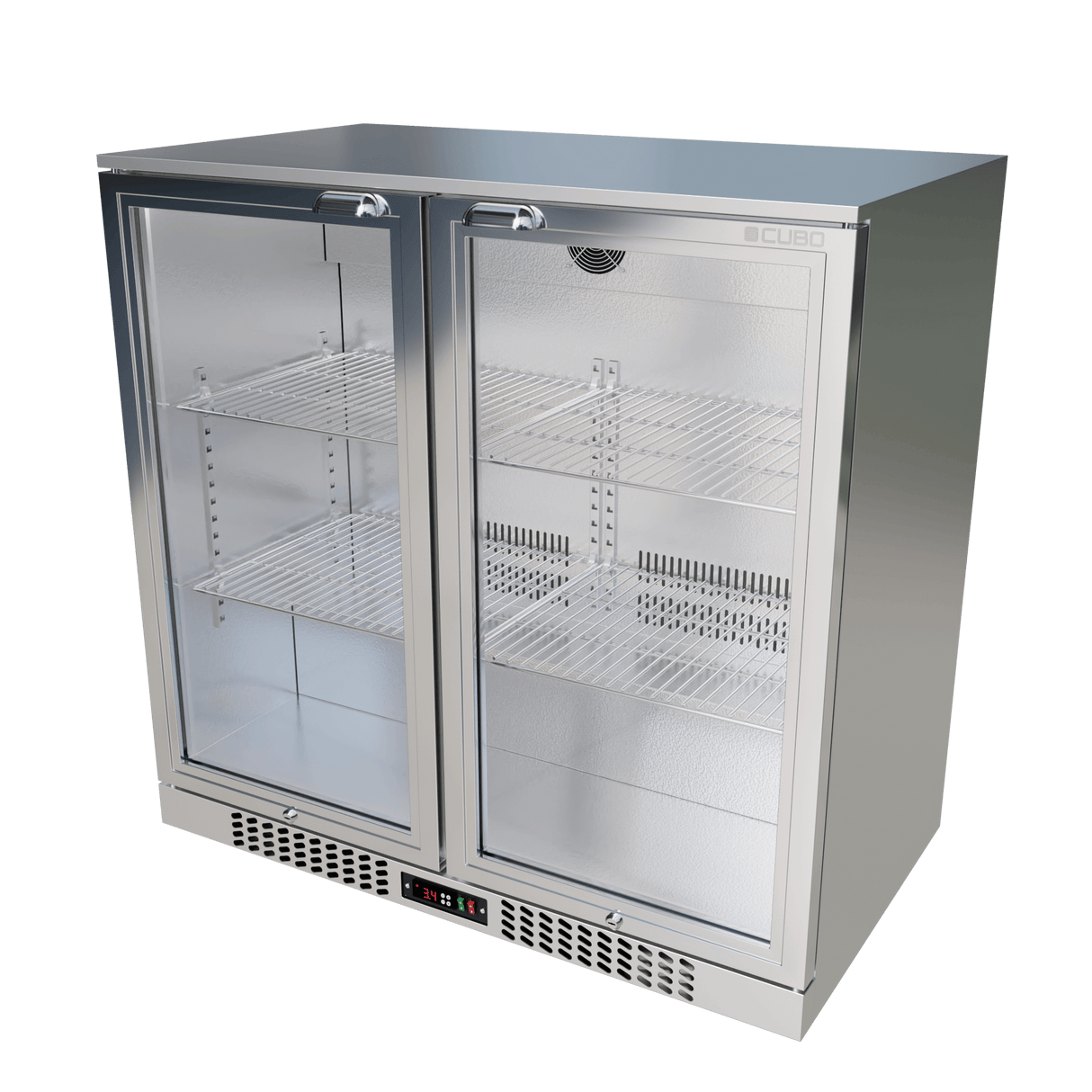 CUBO Bar Fridge 207L - 2 Hinged Glass Doors Stainless Steel - Lockable - 195 bottles - Energy Efficient - CS-210H-S-EE