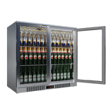 CUBO Bar Fridge 207L - 2 Hinged Glass Doors Stainless Steel - Lockable - 195 bottles - Energy Efficient - CS-210H-S-EE