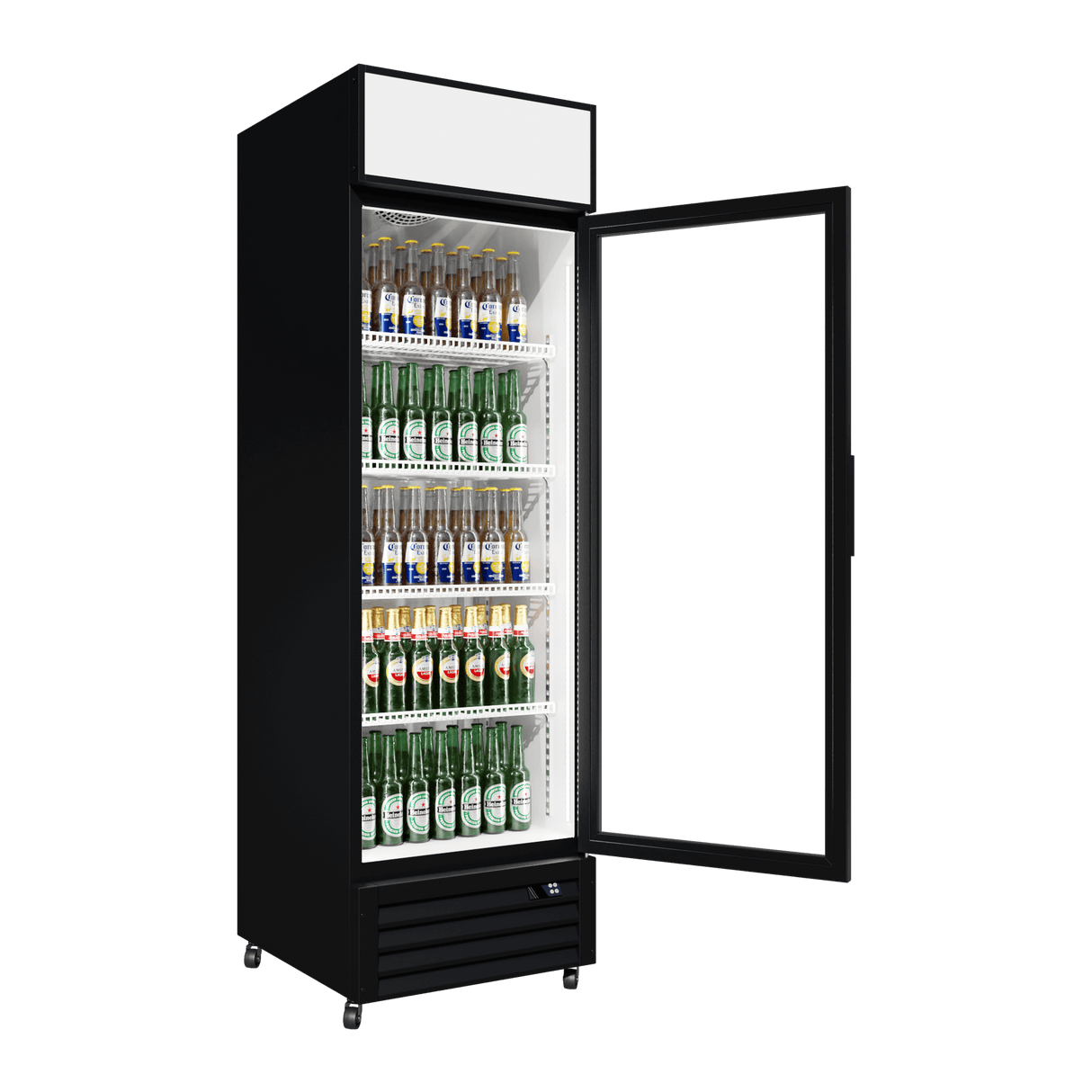 CUBO Display Fridge 335L - 1 Glass Door with Merchandising Canopy - Lockable - Energy Efficient - CS-370W-EE