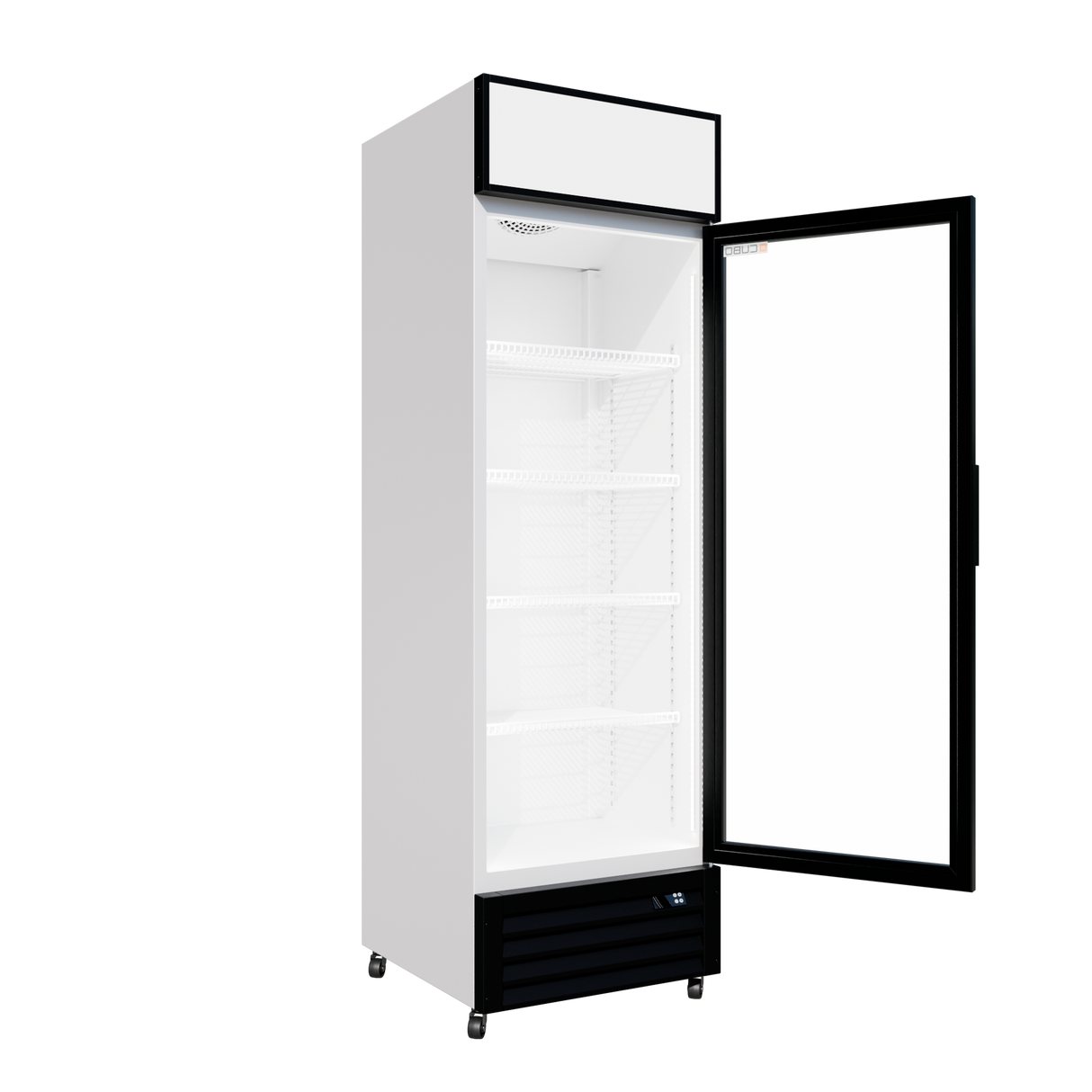 Cubo Display Fridge 335L - 1 Glass Door with Merchandising Canopy - Lockable - Energy Efficient - CS-370W-EE