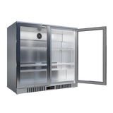 CUBO Bar Fridge 207L - 2 Hinged Glass Doors Stainless Steel - Lockable - 195 bottles - Energy Efficient - CS-210H-S-EE