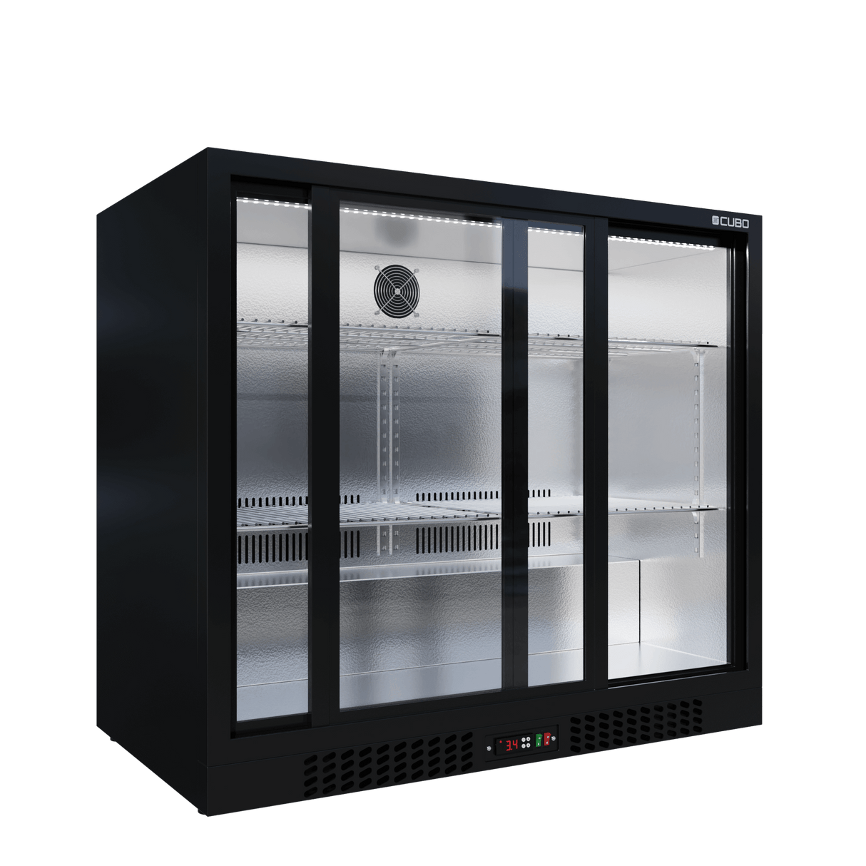 Cubo Barkoelkast 188L - 2 Schuifdeuren van glas met laag profiel - Afsluitbaar met slot - CS-210SC-EE
