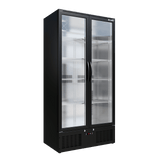 CUBO Upright Bar Fridge 477L - Black with Stainless Steel Interior - 2 Glass Doors with LED Lighting - Lockable with Key - Energy Efficient - CS-510H