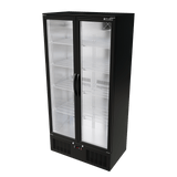 CUBO Upright Bar Fridge 477L - Black with Stainless Steel Interior - 2 Glass Doors with LED Lighting - Lockable with Key - Energy Efficient - CS-510H