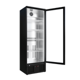 Cubo Drankenkoelkast 300L - Zwart met RVS binnenkant - 1 glazen deur met LED-verlichting - Afsluitbaar met slot - Energiezuinig - CS-310H