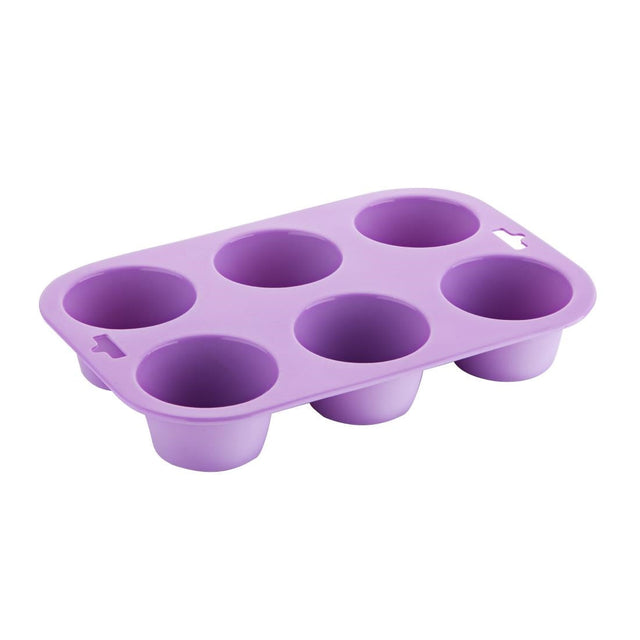 Hygiplas Flexible Silicone Six Hole Purple Muffin Pan - CX047  Hygiplas