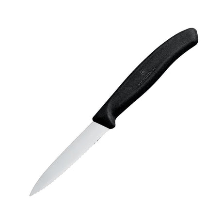 Victorinox Paring Knife Pointed Tip Serrated Edge Black 8cm - CX746  Victorinox