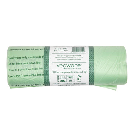 Vegware Compostable Bin Liners 80Ltr (Pack of 240) - CY581  Vegware