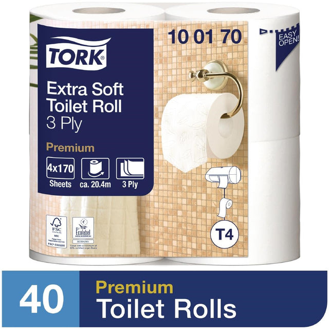 Tork Extra Soft Premium Toilet Paper 3-Ply 20.4m (Pack of 40) - DB467  Tork