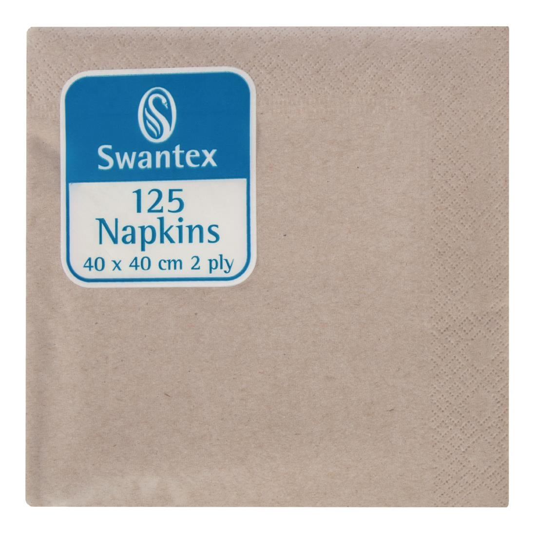 Swantex Recycled Dinner Napkin Kraft 40x40cm 2ply 1/4 Fold (Pack of 2000) - DB483  Swantex