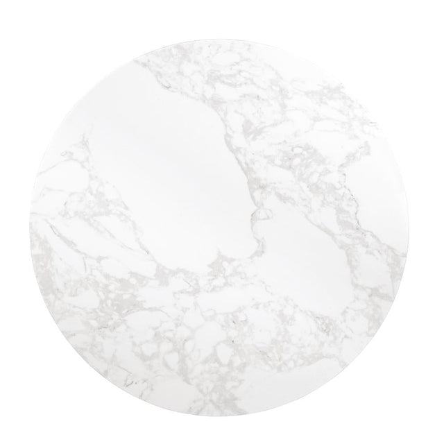 Bolero Round Marble Effect Tabletop White 600mm - DC300  Bolero