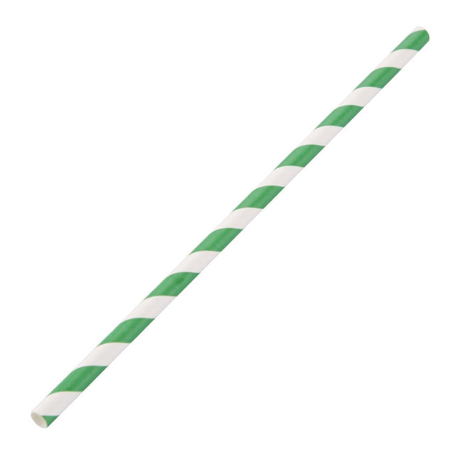 Fiesta Compostable Paper Straws Green Stripes (Pack of 250) - DE928  Fiesta