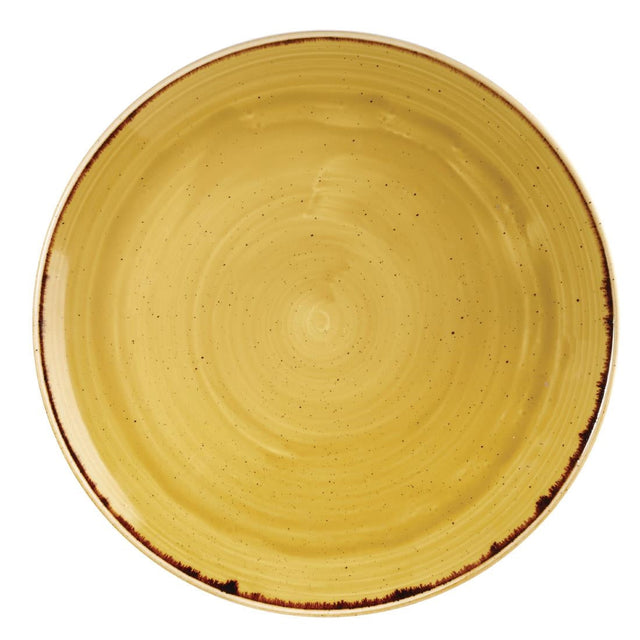 Churchill Stonecast Round Coupe Plates Mustard Seed Yellow 288mm - DF784  Churchill