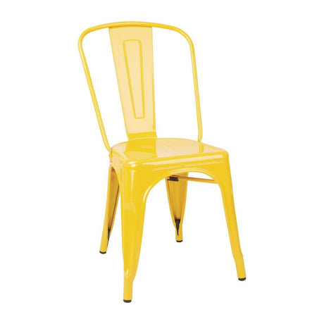 Bolero Bistro Steel Side Chairs Yellow (Pack of 4) - DK292  Bolero